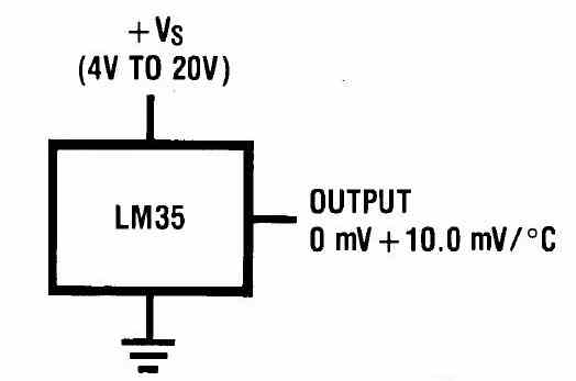 Смаконт. Основная схема включения LM35 в качестве датчика температуры