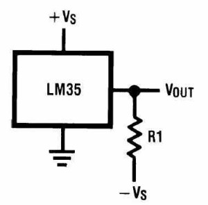 Смаконт. Схема включения LM35 в качестве датчика температуры с полным диапазоном измерения